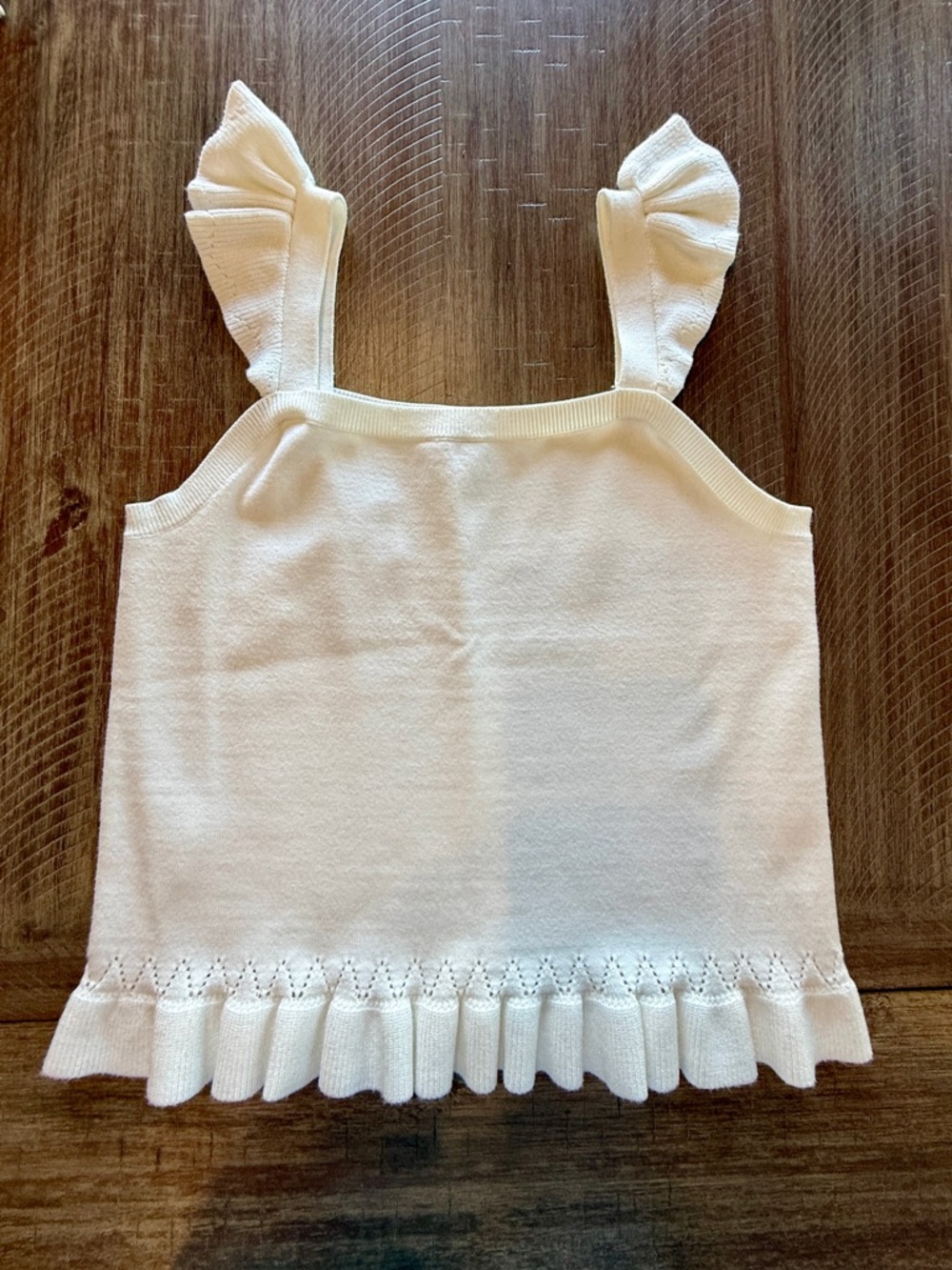 LOFT Pointelle Ruffle Sweater Tank, M - Picture 3 of 9